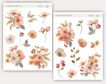 Hello Spring Flower Stickers for planners, journals | Spring, Summer Flowers printed on Transparent Matte Sticker Paper