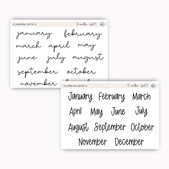 Monthly Stickers | 12 moths kiss cut Stickers | Printed on Transparent Matte Sticker Paper