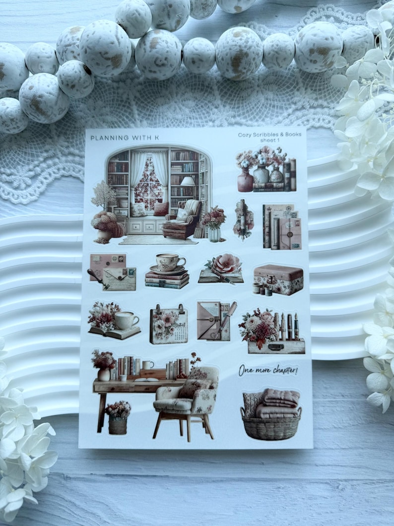 Cozy Scribbles & Books Stickers for Planners, Journals | Stickers ...