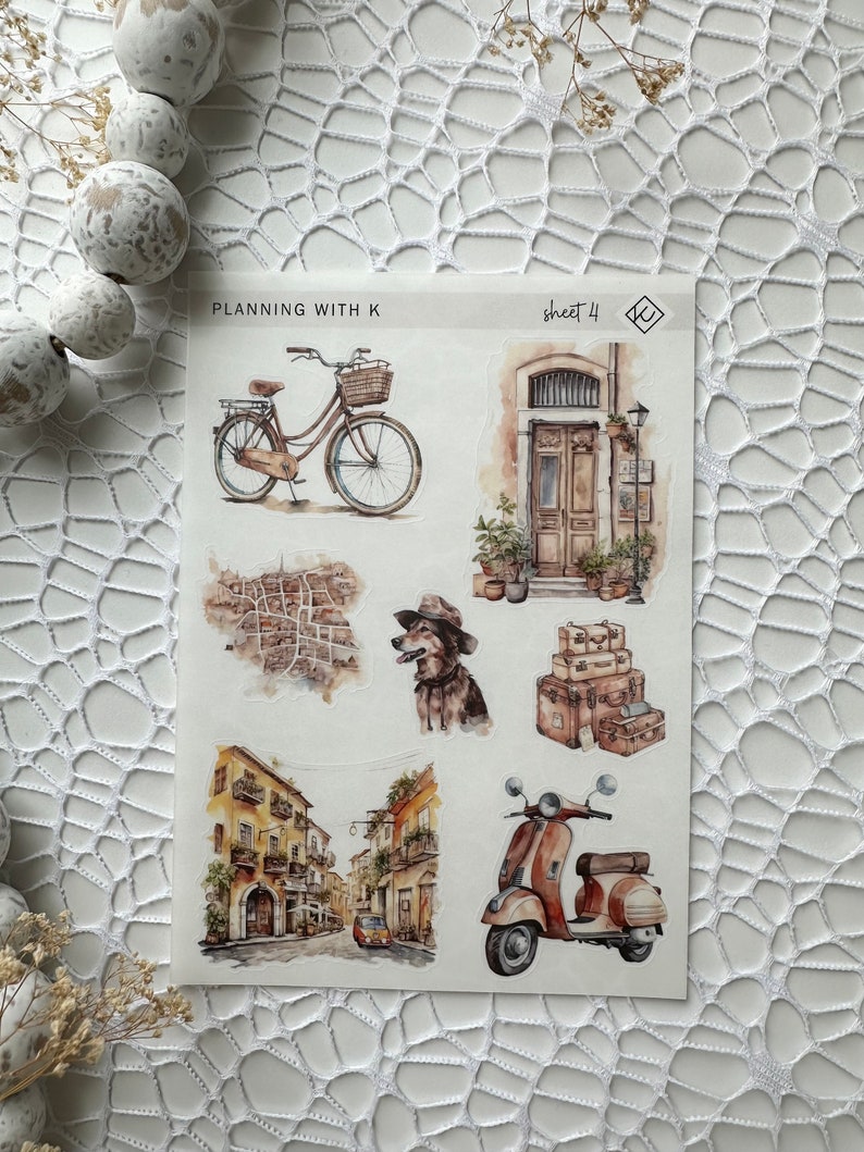 Let's Travel Stickers for planners, journals Love to Travel Stickers printed on Transparent Matte Sticker Paper Sheet 4