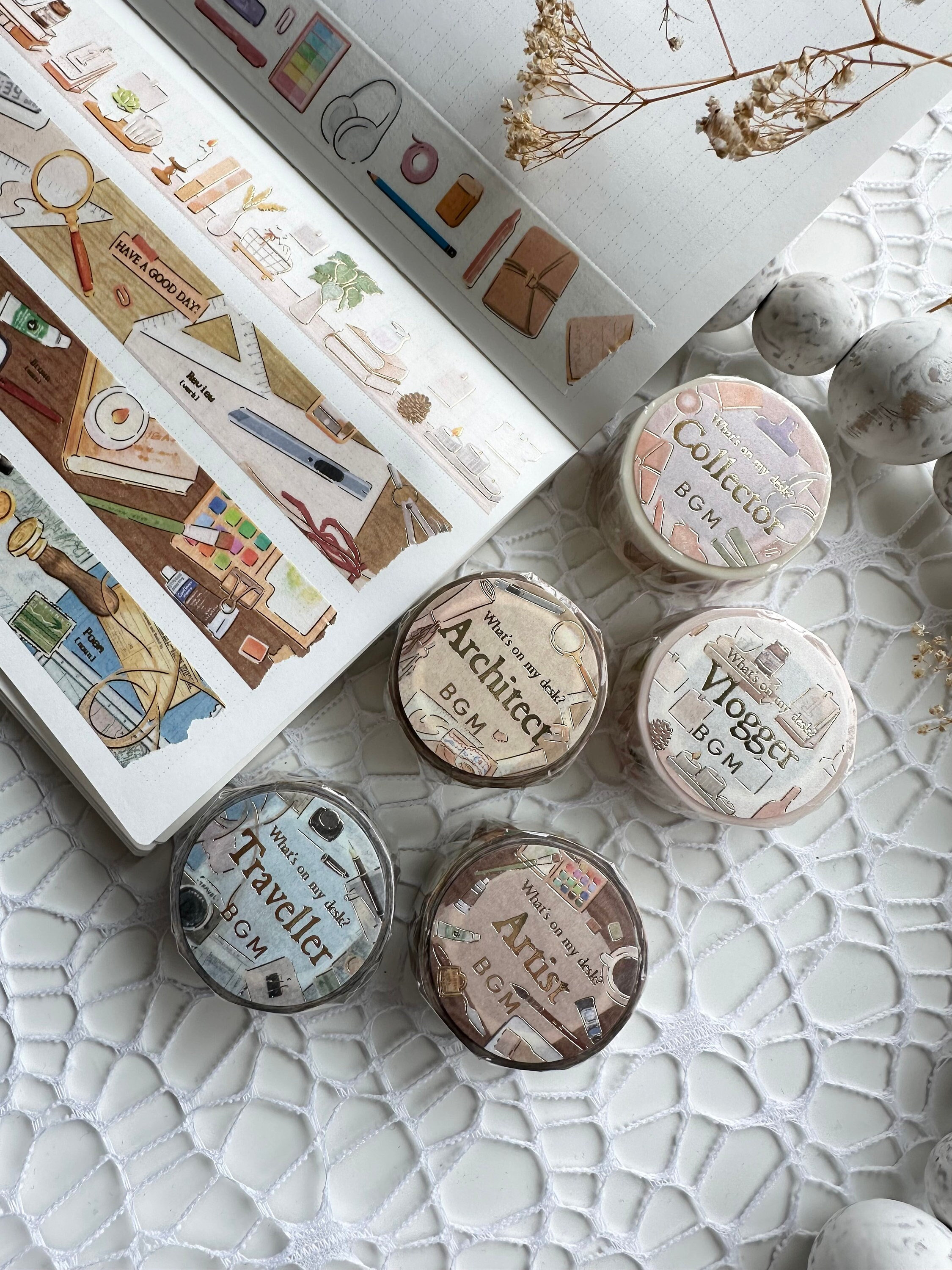 BGM Washi Tape | Traveller, Artist, Architect, Vlogger, Collector Masking Tape for Journals, Scrapbook, Junk Journals | Planners