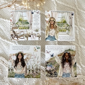 Cartes de journalisation | de journal Fleurs de printemps | 3 x 3 pouces Cartes de journalisation imprimées sur PAPIER PHOTO