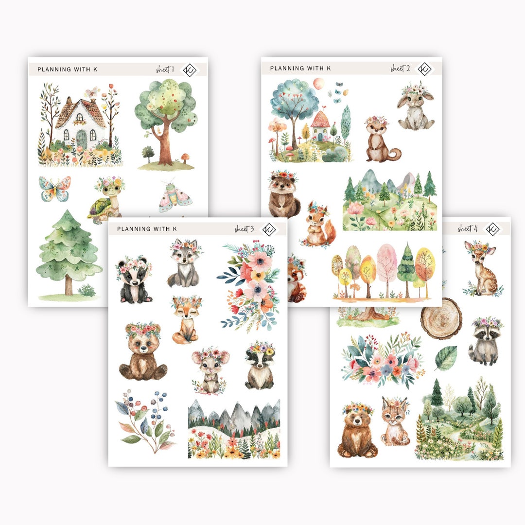 Spring in the Woodlands Stickers for Planners, Journals | Animals in ...