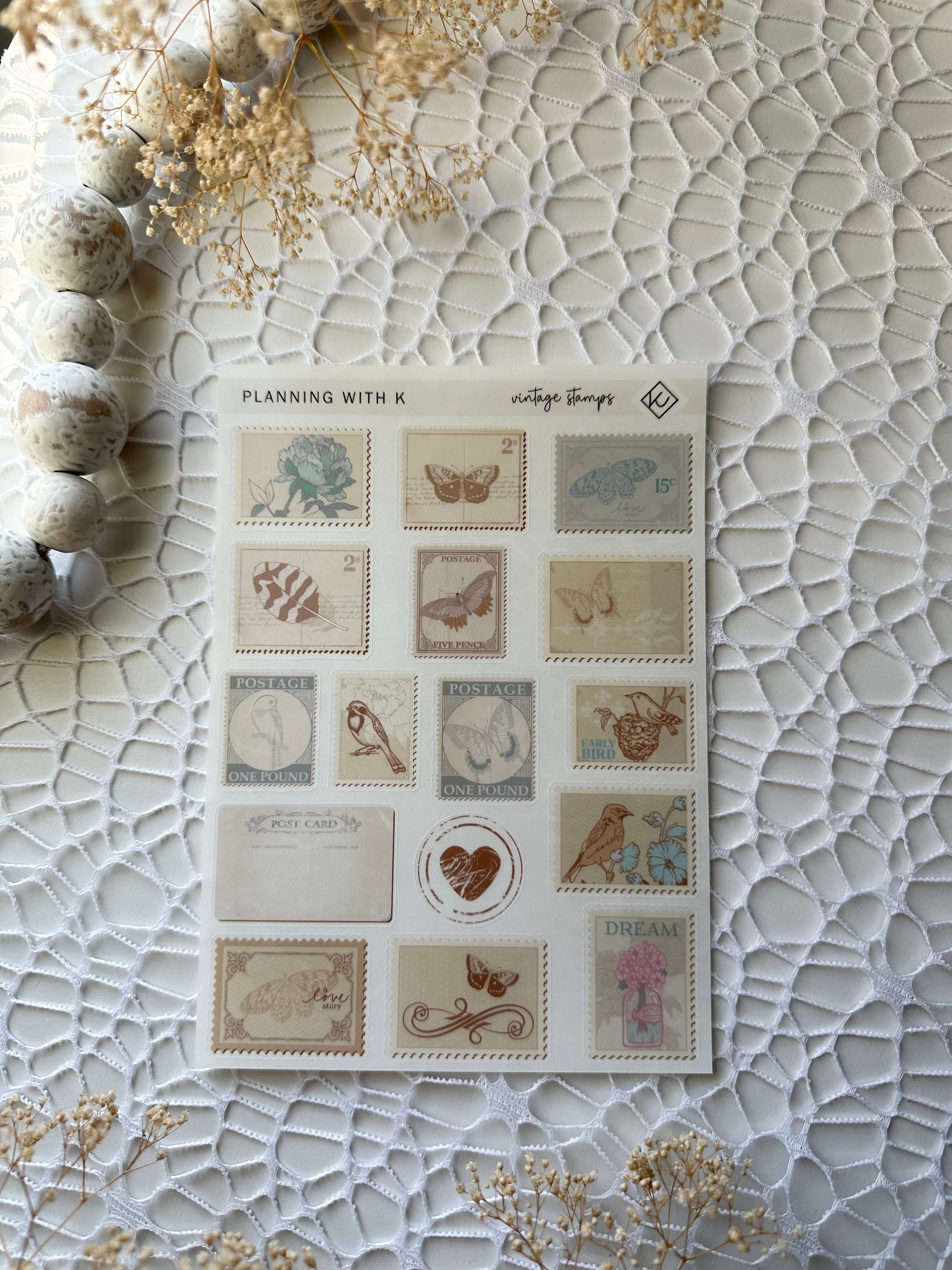Vintage Journal Stamp Stickers  Journal Supplies – Coral & Ink