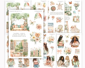 Peachy Summer Stickers for planners, journals | Stickers printed on Transparent Matte Sticker Paper | Peachy Summer