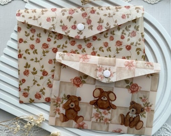 Plastic Envelopes for stickers, ephemera | Floral PVC envelope | Bear PVC envelope