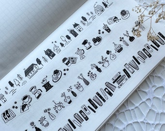 Mind Wave Black and White Washi Tape for Journals, Scrapbook, Junk Journals, Planners