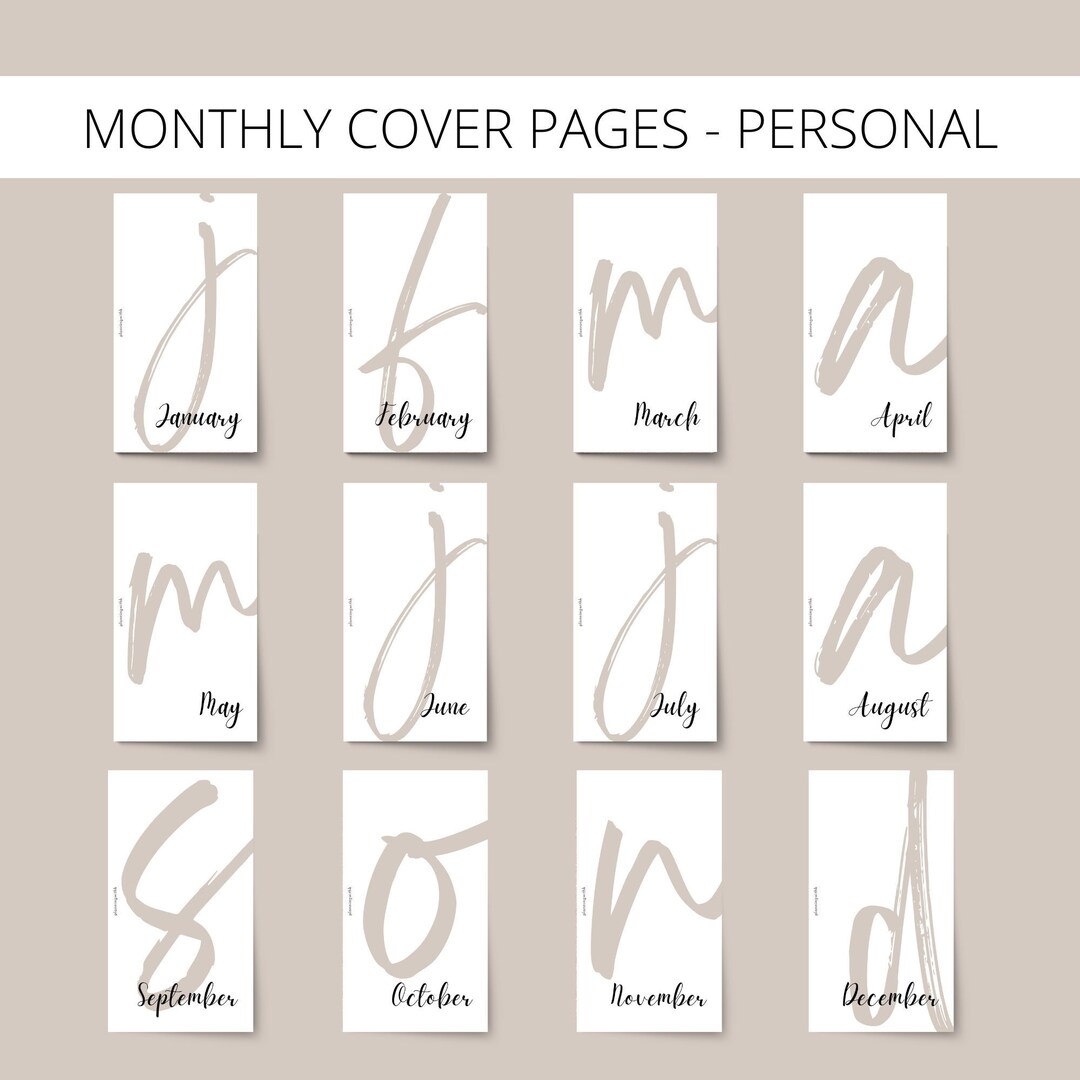 PERSONAL Monthly Cover Pages Dashboard Set PDF File Personal Ring ...