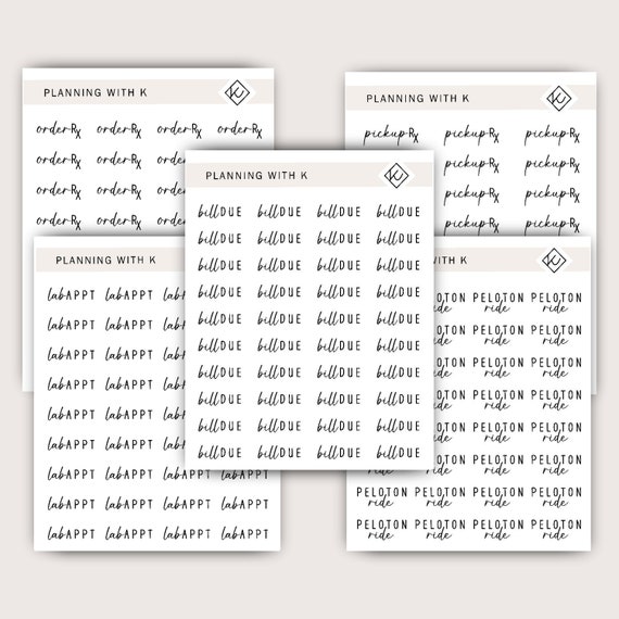Duo Font Stickers Bill Due, Pickup RX, Peloton Ride, Duo Font Kiss Cut  Stickers in Transparent Matte Sticker Paper Small & Delicate 