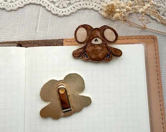 Bear Journal Clip | Journaling accessory | Bear metal Journaling Clip with gold PLATED | Approximately 1.7 in wide