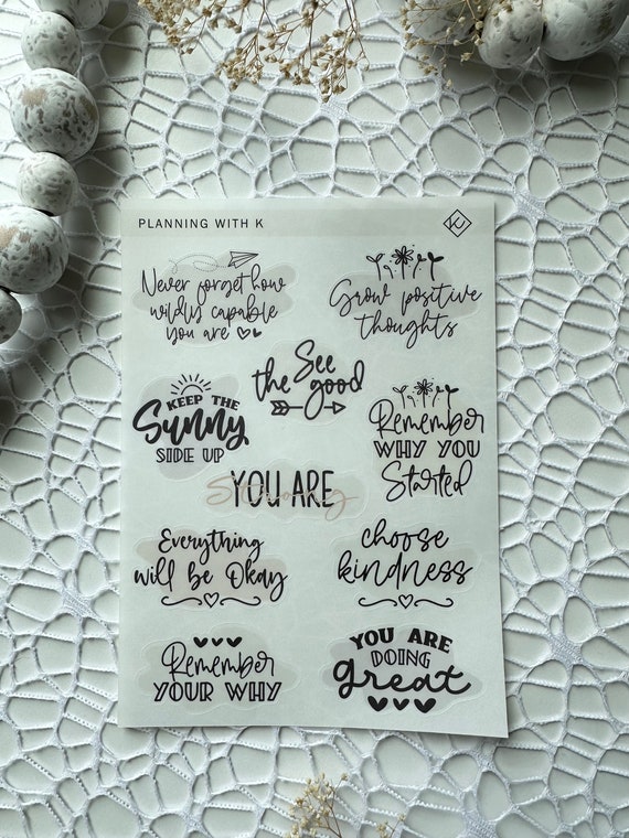8 Sheet Quote Stickers for Journaling Transparent Scrapbook
