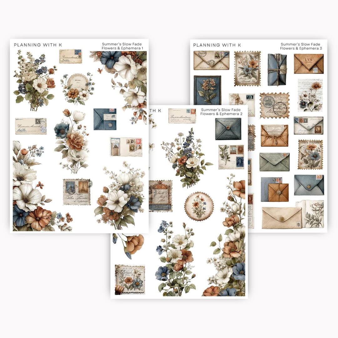 Flowers and Ephemera, Summer's Slow Fade Stickers for Planners ...