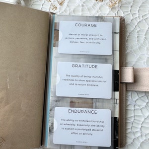 Cartes de journalisation | uvres d'art | Endurance, courage et gratitude | Cartes de journalisation en plastique épais