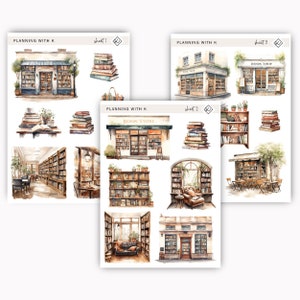 Book Store, Buch Aufkleber für Planer, Journals | Book Shop Sticker gedruckt auf Transparent Sticker Papier