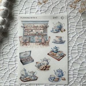 Tea Lover Stickers for planners, journals Printed on Transparent Matte Sticker Paper Tea Lovers Sheet 1