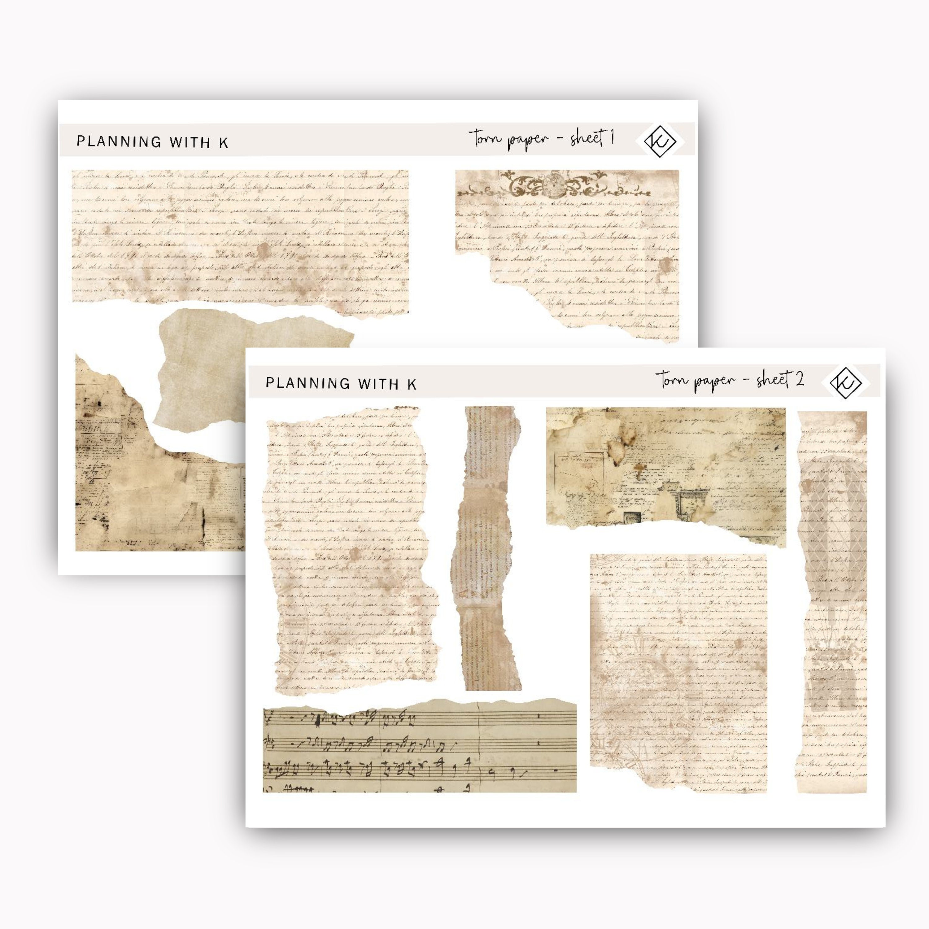 Vintage Torn Paper Stickers for Planners, Journals | Journaling, Junk ...