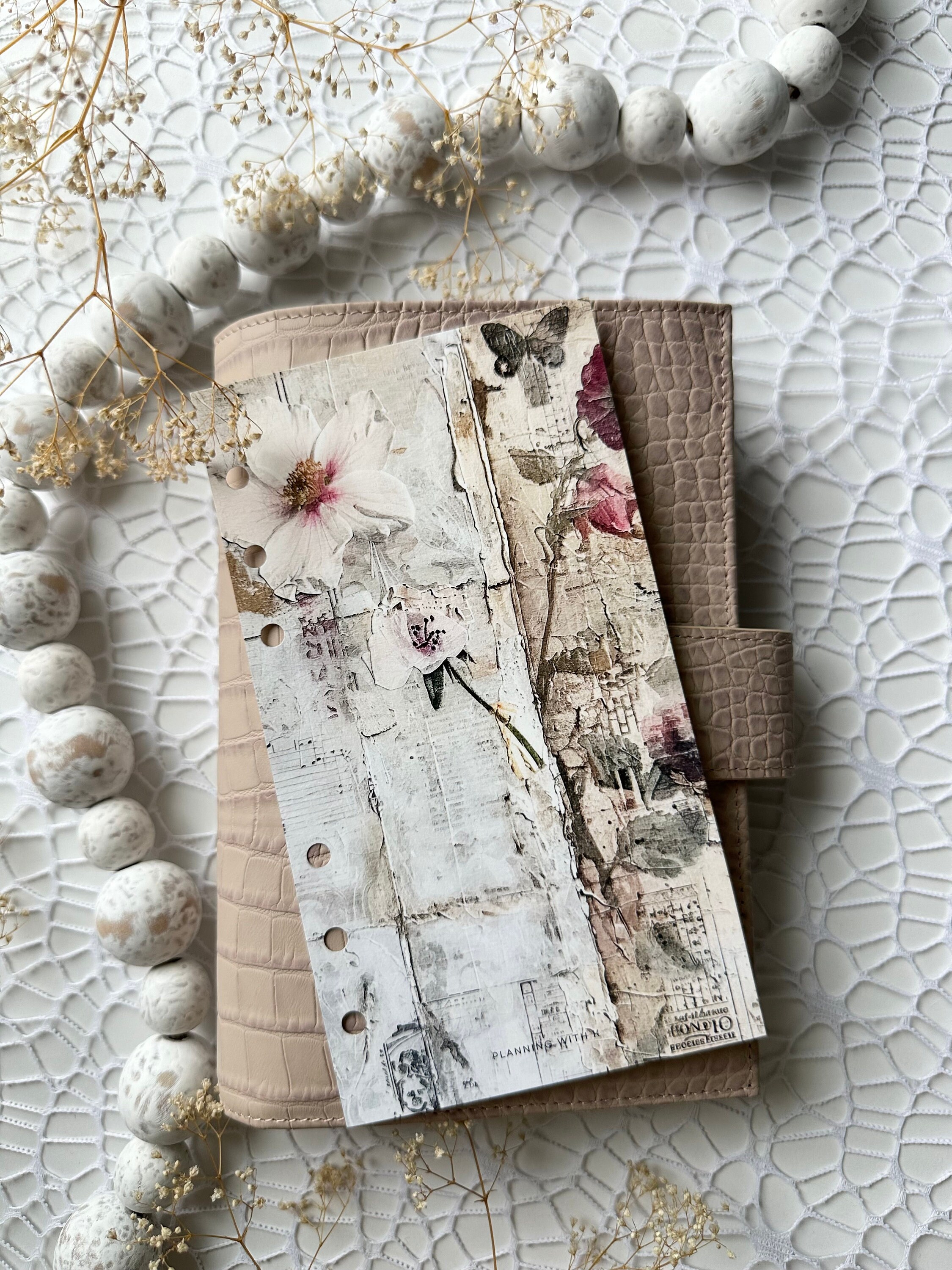 A5 | Personal Size Vintage Flower, Roses PRINTED Planner Dashboard ...