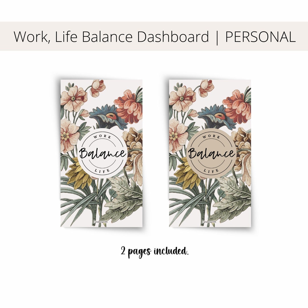 PERSONAL Work, Life Balance Dashboard Printable PDF File Personal Ring ...