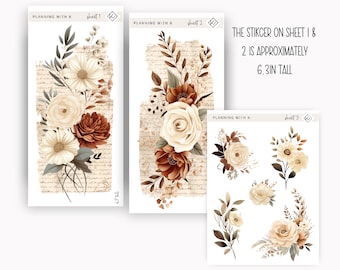 Torn Paper & Flower Stickers for planners, journals | Stickers printed on Transparent Matte Sticker Paper