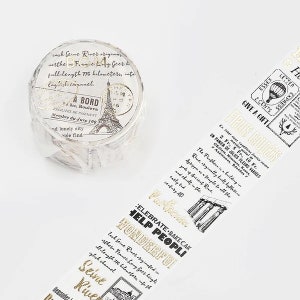 BGM Typewriter Poem Washi Tape with Gold Foil | Masking Tape for Journals, Scrapbook, Junk Journals | Planners
