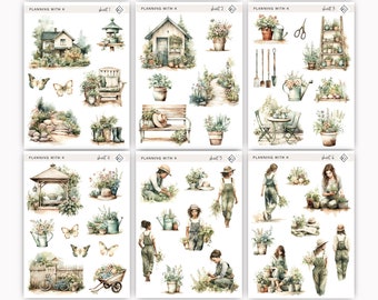 Gardening Stickers for planners, journals | Love to Garden Stickers printed on Transparent Matte Sticker Paper | Spring