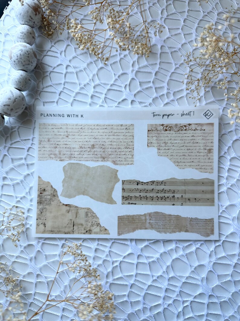 Vintage Torn Paper Stickers for Planners, Journals | Journaling, Junk ...
