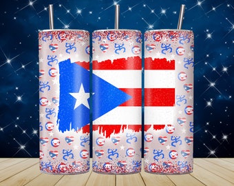 Puerto Rico Tumbler Wrap, Tumbler Wrap, Puerto Rico Png, Puerto Rico Flag, Tumbler Png, 20oz Skinny Tumbler, Tumbler Sublimation