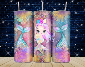 Bicchiere sottile da 20 Oz, Avvolgi tumbler sirena, Avvolgi tumbler, Png tumbler sirena, Png avvolgi tumbler, Sublimazione tumbler, Download istantaneo
