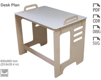 DIY Wooden Desk Plan - Digital Files for CNC Cutting | Compact and Tool-Free Assembly