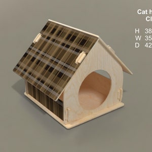 Classic Сat house cnc vector plan Instant download