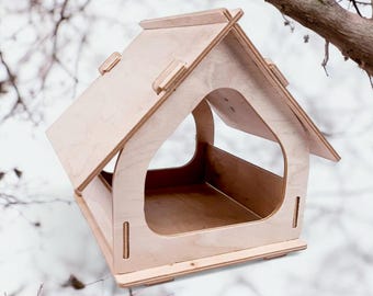 Laser Cut Bird Feeder Design, Plywood CNC Plans (Digital Download)