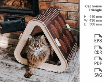 Plan wektorowy cnc domu Cat Natychmiastowe pobieranie Dom trójkątny