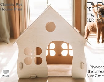 Plano vectorial CNC de casa clásica para mascotas Descarga instantánea