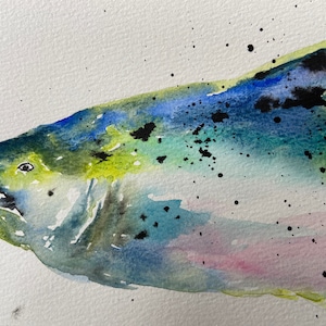 Watercolor Trout - Original 8” x 4.75” Painting, Gift for Fisherman, Fathers Day, Gift for Dad