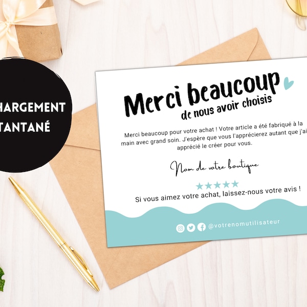 Carte de remerciement client personnalisable sur Canva