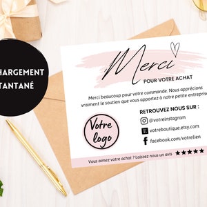 Carte de remerciement commande pour votre entreprise, Carte merci pour votre commande personnalisable sur Canva