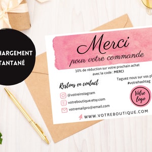 Merci pour votre achat | Carte de remerciement merci pour votre commande | Carte de remerciement commande | Carte remerciement entreprise