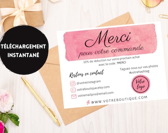 Merci pour votre achat | Carte de remerciement merci pour votre commande | Carte de remerciement commande | Carte remerciement entreprise