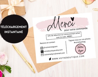 Carte merci pour votre commande personnalisable pour petites entreprises | Carte de remerciement client | Merci pour votre achat