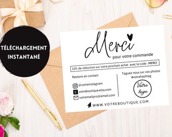 Carte de remerciement commande | Carte de remerciement personnalisée | Carte de remerciement entreprise | Merci pour votre commande