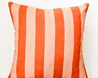 Orange Striped Pillow Cover, Modern Decorative Cushion, Striped Home Decor