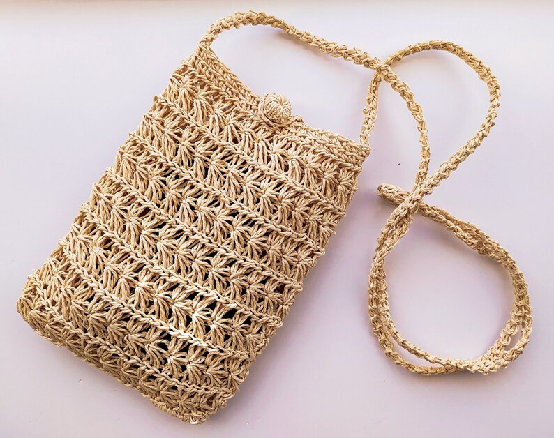 Raffia Crossbody Phone Bag Raffia Purse Straw Raffia Etsy