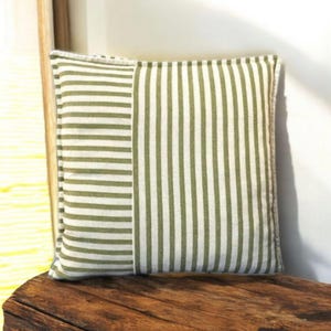 Green Stripe Modern Throw Pillow Cover, Vertical & Horizontal Striped Decorative Pillow Case, Summer Home Decor
