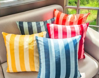 Colorful Striped Pillow Cover, Preppy Decor, Gift for her