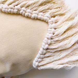 Beige Zig Zag Boho Cotton Pillow with Macrame Tassels, Boho Throw Cushion Cover, Home Decor image 5
