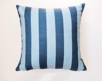 Marin Blue Striped Pillow Cover, Preppy Cushion, Striped Home Decor