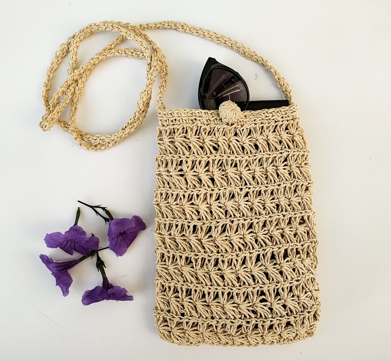 Raffia Crossbody Phone Bag Raffia Purse Straw Raffia Etsy