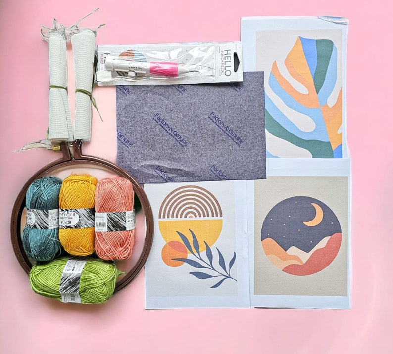 Punch Needle Embroidery Start Kit, Diy Beginner Punch Needle Crafting Kit, Gift for Mom image 1