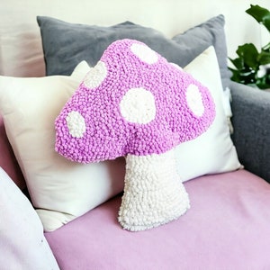 Soft Lilac Retro Mushroom Pillow, Mushroom Decor, Mushroom Gift