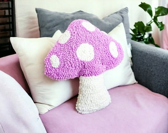 Soft Lilac Retro Mushroom Pillow, Mushroom Decor, Mushroom Gift